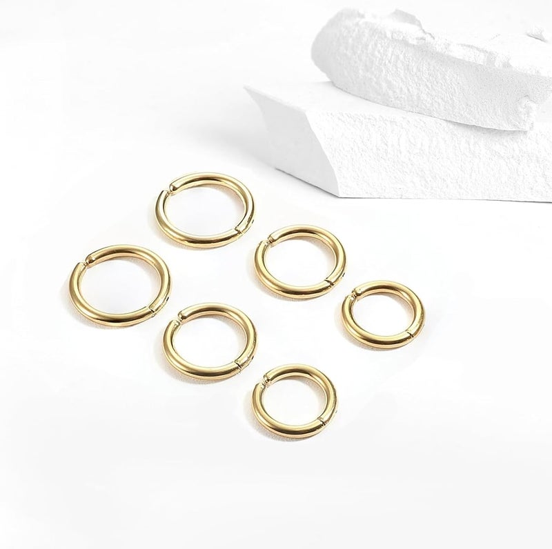 SIISPRI 3 Pairs Clip On Huggie Earrings for Men Women, Unisex Surgical Stainless Steel Hypoallergenic Earrings,Small Hoop Earrings, Polished for Non Pierced Earrings - Image 4